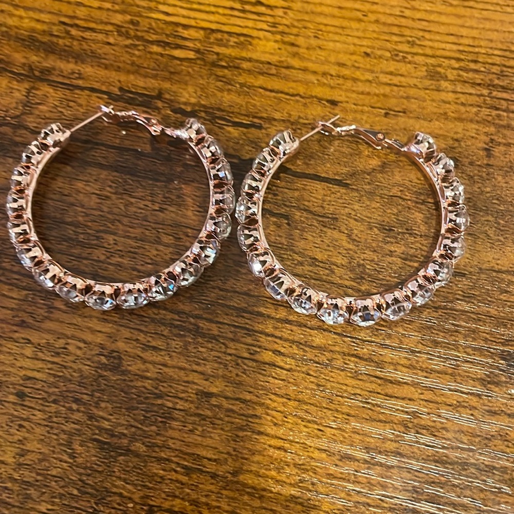Godosa's Hoop Earrings Round Hoop Earrings Sparkly Hoops With Crystals for Girl